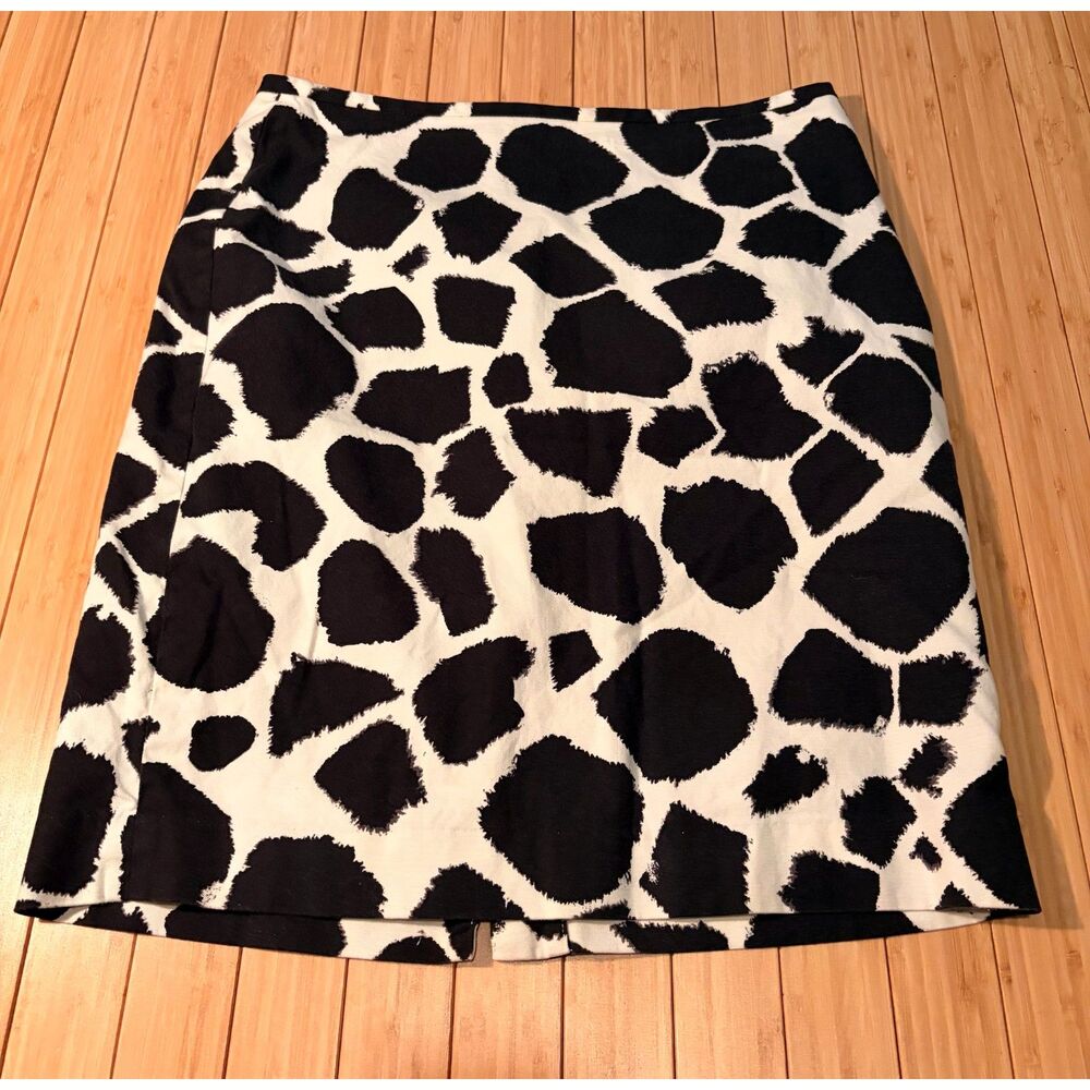 LOFT Black & White Abstract Print A-Line Skirt Size 6